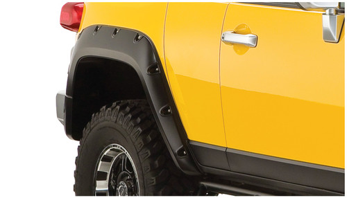 07-14 Toyota FJ Cruiser Rear 2pc Pocket/Rivet Style Fender Flares Black Smooth Finish - Bushwacker Flares