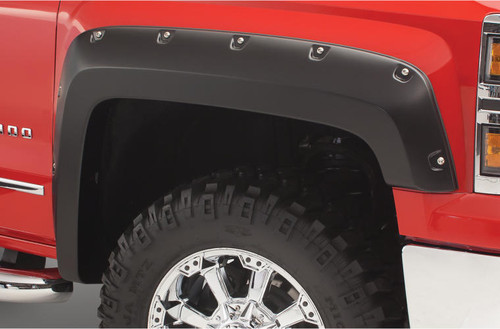 19-21 GMC Sierra 1500 4pc Set Pocket/Rivet Style Fender Flares Smoke Smooth Finish - Bushwacker Flares