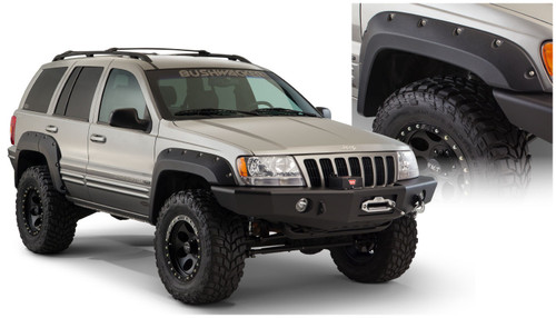 99-04 Jeep WJ 4pc Set Cut-Out Fender Flares Black Textured Finish - Bushwacker Flares