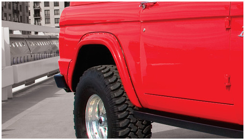 66-77 Ford Bronco Rear 2pc Cut-Out Fender Flares Black Textured Finish - Bushwacker Flares