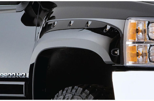 73-79 Ford F100/F150/F250/F350SD/Bronco Front 2pc Cut-Out Fender Flares Black Smooth Finish - Bushwacker Flares