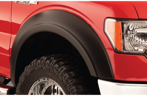 87-91 Ford F150/F250SD/F350SD/Bronco Front 2pc Extend-A-Fender Flares Black Smooth Finish - Bushwacker Flares
