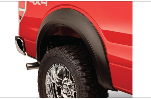 92-97 Ford F150/F250/F350SD/Bronco Rear 2pc Extend-A-Fender Flares Black Smooth Finish - Bushwacker Flares