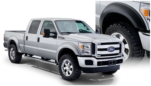 11-21 Ford F250SD/F350SD 4pc Set Extend-A-Fender Flares Black Smooth Finish - Bushwacker Flares