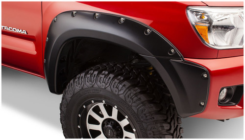 12-15 Toyota Tacoma 60.3in Bed 4pc Set Pocket/Rivet Style Fender Flares Black Smooth Finish - Bushwacker Flares