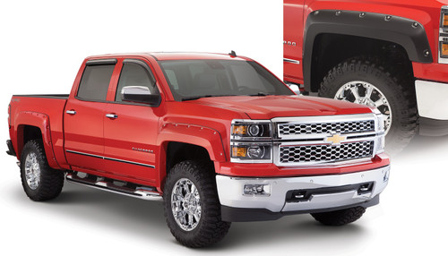 14-18 Chevy Silverado 1500 69.3in Bed 4pc Set Pocket/Rivet Style Fender Flares Black Smooth Finish - Bushwacker Flares