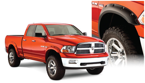 09-21 Ram 1500 4pc Set Pocket/Rivet Style Fender Flares Black Smooth Finish - Bushwacker Flares 09-21 Ram 1500 4pc Set Pocket/Rivet Style Fender Flares Black Smooth Finish - Bushwacker Flares