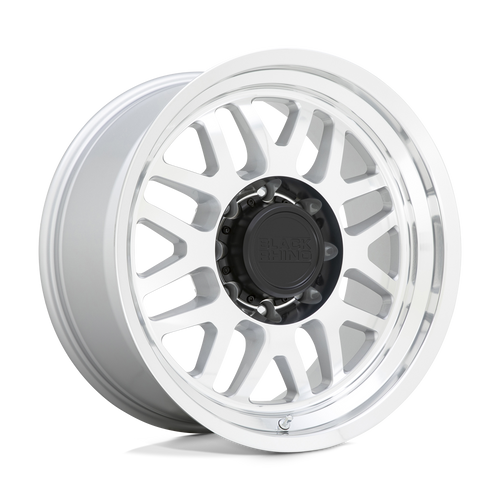 20X9.5 8X6.5 4.54BS Delta Gloss Silver w/Mirror Face & Lip - Black Rhino