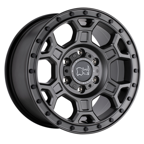 17X8 5X160 6.27BS Midhill Gunmetal w/Blk Bolts - Black Rhino