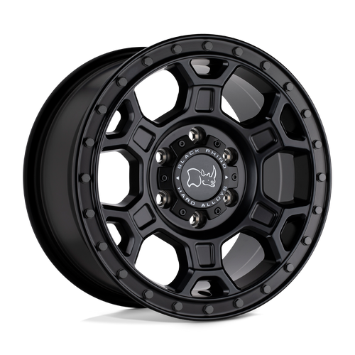 17X8 5X160 6.27BS Midhill Matte Blk w/Gunmetal Bolts - Black Rhino