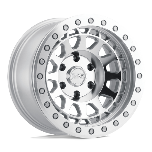 17X8.5 6X5.5 3.57BS Primm Silver W/Mirror Face - Black Rhino