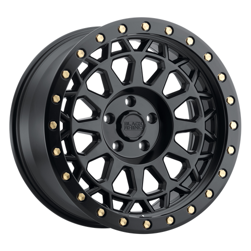 17X9 5X4.5 4.29BS Primm Matte Blk w/Brass Bolts - Black Rhino