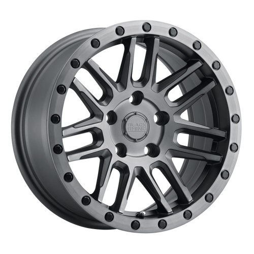 17X8 5X5 5.68BS Arches Matte Brushed Gunmetal w/Blk Bolts - Black Rhino