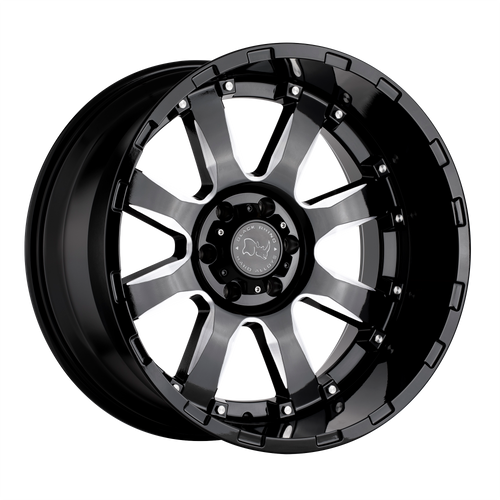 17X9 5X5 4.53BS Sierra Gloss Blk w/Milled Spokes - Black Rhino