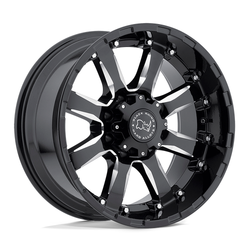 18X9 5X150 5.47BS Sierra Gloss Blk w/Milled Spokes - Black Rhino