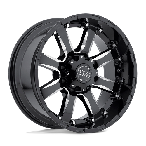 18X9 8X6.5 4.53BS Sierra Gloss Blk w/Milled Spokes - Black Rhino