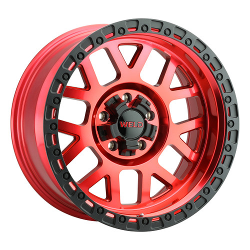 20x10 Cinch 5x127 5x139.7 ET-18 BS4.75 Candy RED / Satin BLK Ring 87.1 - Weld Off-Road