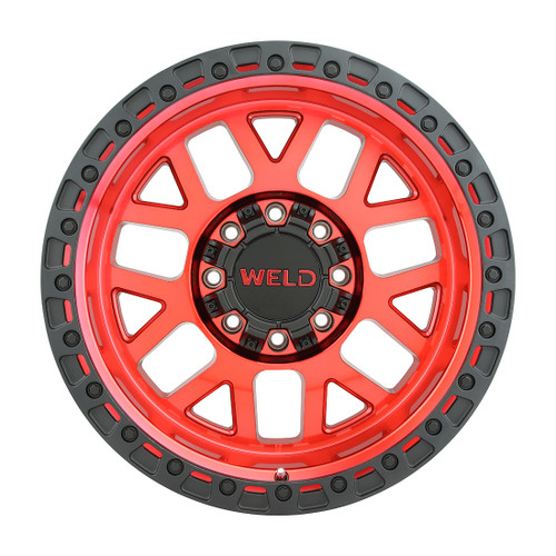 20x10 Cinch 8x165.1  ET-18 BS4.75 Candy RED / Satin BLK Ring 125.1 - Weld Off-Road