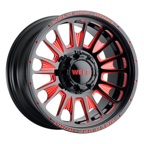 20x10 Scorch 6x135 6x139.7 ET-18 BS4.75 Gloss BLK MIL RED 106.1 - Weld Off-Road