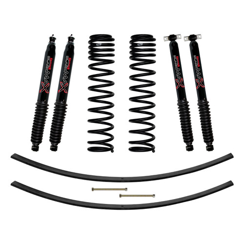 84-01 Jeep XJ 3" Suspension Lift Kit Front Coil Springs Rear Add A Leafs Front and Rear Black Max Shocks - Skyjacker Suspension