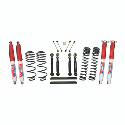 97-02 Jeep TJ 4" Dual Rate Long Travel One Box Kit Adjustable Front and Rear Lower Flex Links and Hydro 7000 Shocks - Skyjacker Suspension