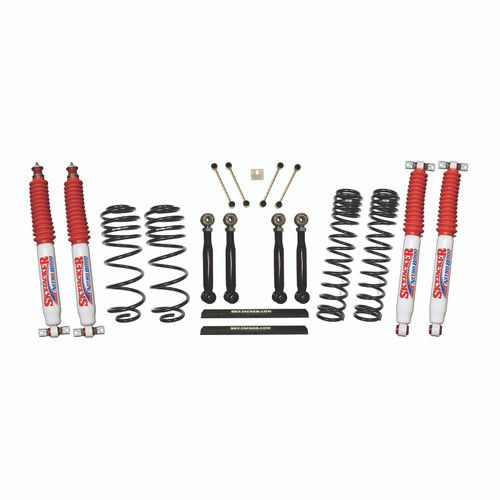 97-06 Jeep TJ 4" Dual Rate Long Travel One Box Kit Adjustable Front and Rear Lower Flex Links and Nitro 8000 Shocks - Skyjacker Suspension
