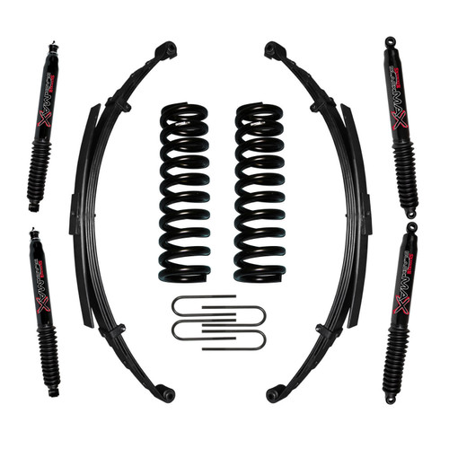 75-77 Ford Bronco 5" Suspension Lift Kit w/Black MAX Shocks Front/Rear Springs Rear U Bolt Kit - Skyjacker Suspension