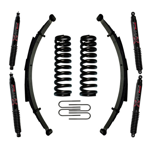 78-79 Ford Bronco 4" Suspension Lift Kit w/Black MAX Shocks Front/Rear Springs Rear U Bolt Kit - Skyjacker Suspension