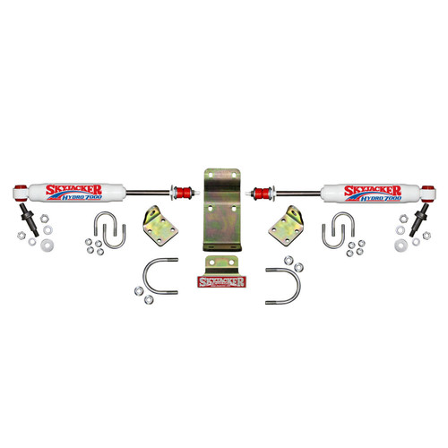 18-19 Jeep JL Steering Stabilizer Dual Kit White Hardware No Boots - Skyjacker Suspension