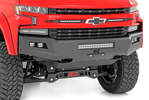 High Clearance Front Bumper LED Lights & Skid Plate Chevy Silverado 1500 (19-22)