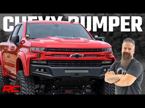 High Clearance Front Bumper LED Lights & Skid Plate Chevy Silverado 1500 (19-22)