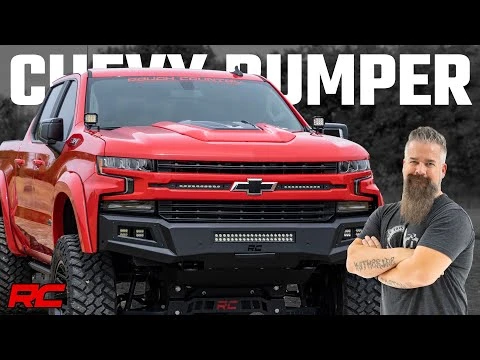 High Clearance Front Bumper LED Lights & Skid Plate Chevy Silverado 1500 (19-22)