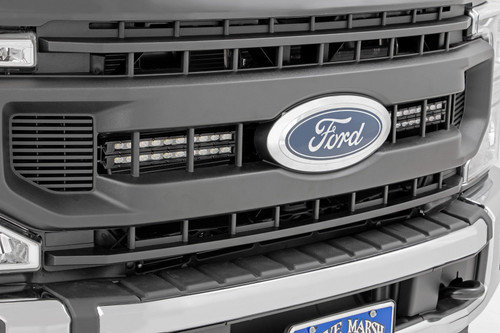 LED Light Kit Grille Mount 10" Black Slimline Ford Super Duty (20-22)