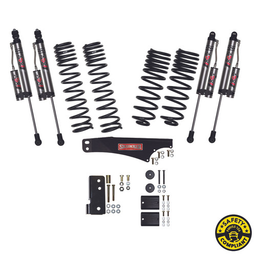 07-18 Jeep JK 2.5 in. Suspension Lift System With Dual Rate Long Travel Coil Springs-Bump Stop Spacers-Rear Track Bar Bracket-and ADX 2.0 Adventure Series Remote Reservoir Aluminum Monotube Shocks - Skyjacker