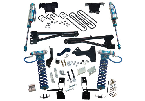 17-22 Ford F250/F350 4WD 6in King Edition Radius Arm Lift Kit w/King Front Clvrs Res Rear Shocks - Superlift Suspension