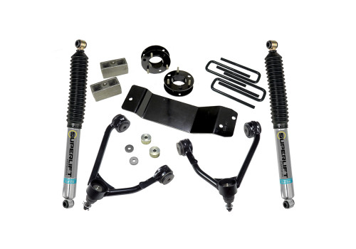 07-16 Chevy/GMC 1500 4WD 3.5in Upper Ctrl Arm Kit For OE Cast Steel Control Arms w/Bilstein Rear Shocks - Superlift Suspension