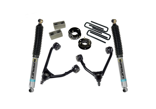 14-18 Chevy/GMC 1500 2WD 3.5in Upper Ctrl Arm Kit For OE Al/SS Control Arms w/Bilstein Rear Shocks - Superlift Suspension