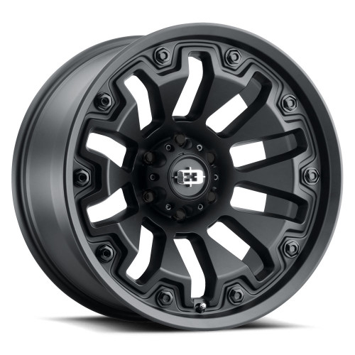 18X9 5X4.5 (5X114.3) 5.5BS Satin Blk Armor w/ Blk Bolts - Vision Wheel 18X9 5X4.5 (5X114.3) 5.5BS Satin Blk Armor w/ Blk Bolts - Vision Wheel