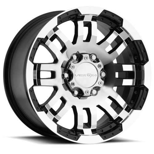17x8.5 6x135 5.75BS Warrior Black Machined - Vision Wheel