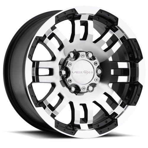 17x8.5 6x4.5 5.4BS Warrior Black Machined - Vision Wheel