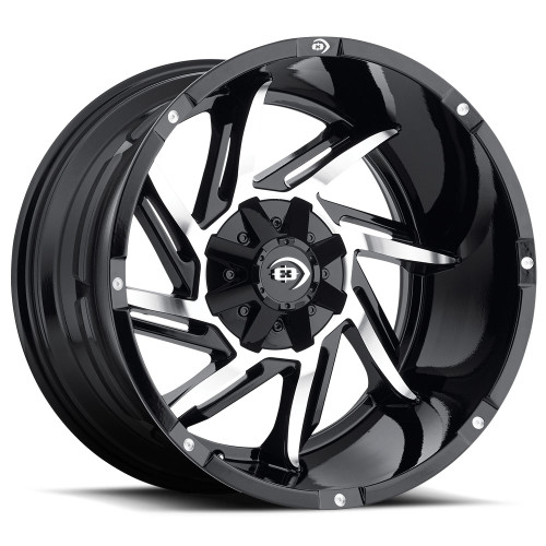 17x9 6x135 4.55BS Prowler Black Machined - Vision Wheel