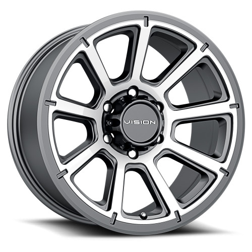 16x8 5x4.5 4.5BS Turbine Gunmetal - Vision Wheel