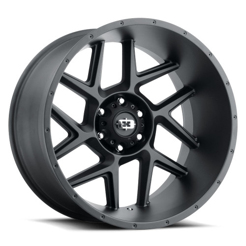 20X10 6X5.5 (6X139.7) 4.33BS 78.10CB Satin Blk Sliver - Vision Wheel
