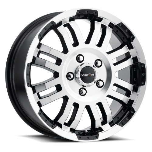 16X6.5 5-130 5.45BS Gloss Black Machined Face Warrior - Vision Wheel 1
