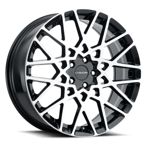 18x8  5x4.75 6BS Recoil Black Machined - Vision Wheel
