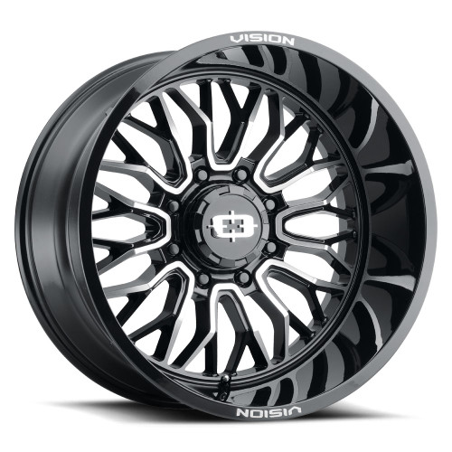 22x12 8x180 4.5BS Riot Black Machined - Vision Wheel