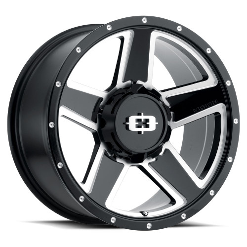 16x6 6x5.5 3.5BS 390 Empire Gloss Black Milled Spoke - Vision Wheel