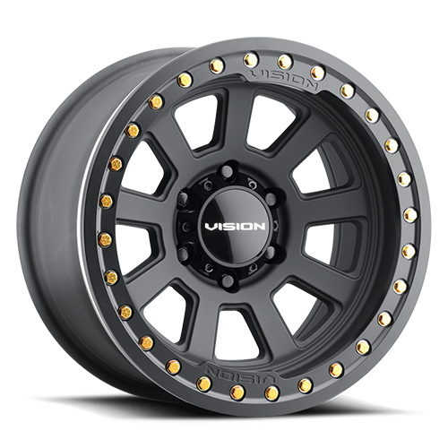 17x9 5x5.0 3.5BS OJOS Black Beadlock - Vision Wheel