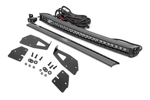 LED Light Grille Mount 30" Black Single Row White DRL Ford Raptor (17-20)