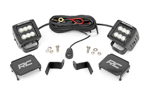 LED Light Ditch Mount 2" Black Pair Flood Ford F-150 (15-24)